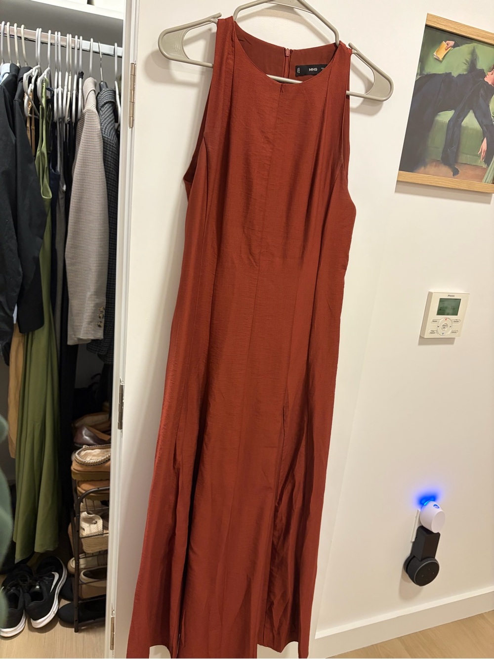 Mango Rust Sleeveless Midi Dress